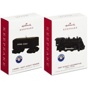 New! Lionel Scout Locomotive & Tender Hallmark Keepsake Christmas Ornaments 2019